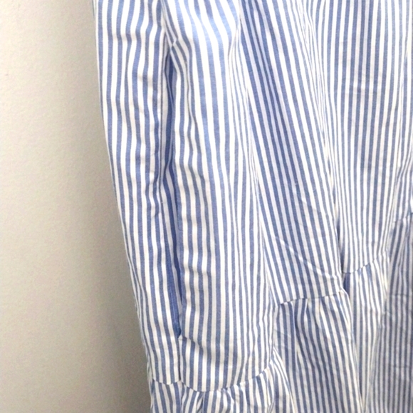 Blue & White Dress-Large- NWT-J Crew Midi Dress Size Large Puff Sleeve - Smocked - Picture 9 of 14